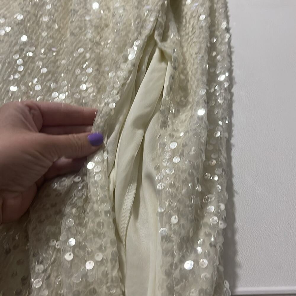 NEW Soieblu Off White Long Sequin Dress Women's Size Medium NWT - Picture 7 of 9